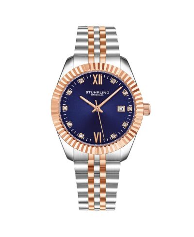 Женские часы Stuhrling Symphony Silver-tone Stainless Steel, Blue Dial, 45mm Round