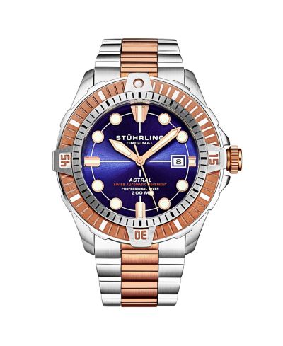 Stuhrling Мужские часы Aquadiver Silver-tone Stainless Steel, Purple Dial, 45mm Round Watch