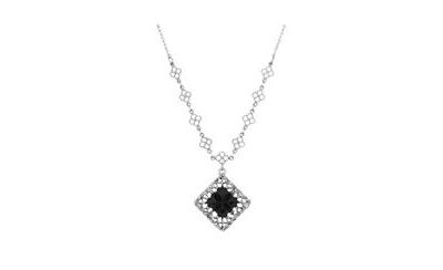 Ожерелье 2028 Glass Square Black Stone, стеклянное, квадратное