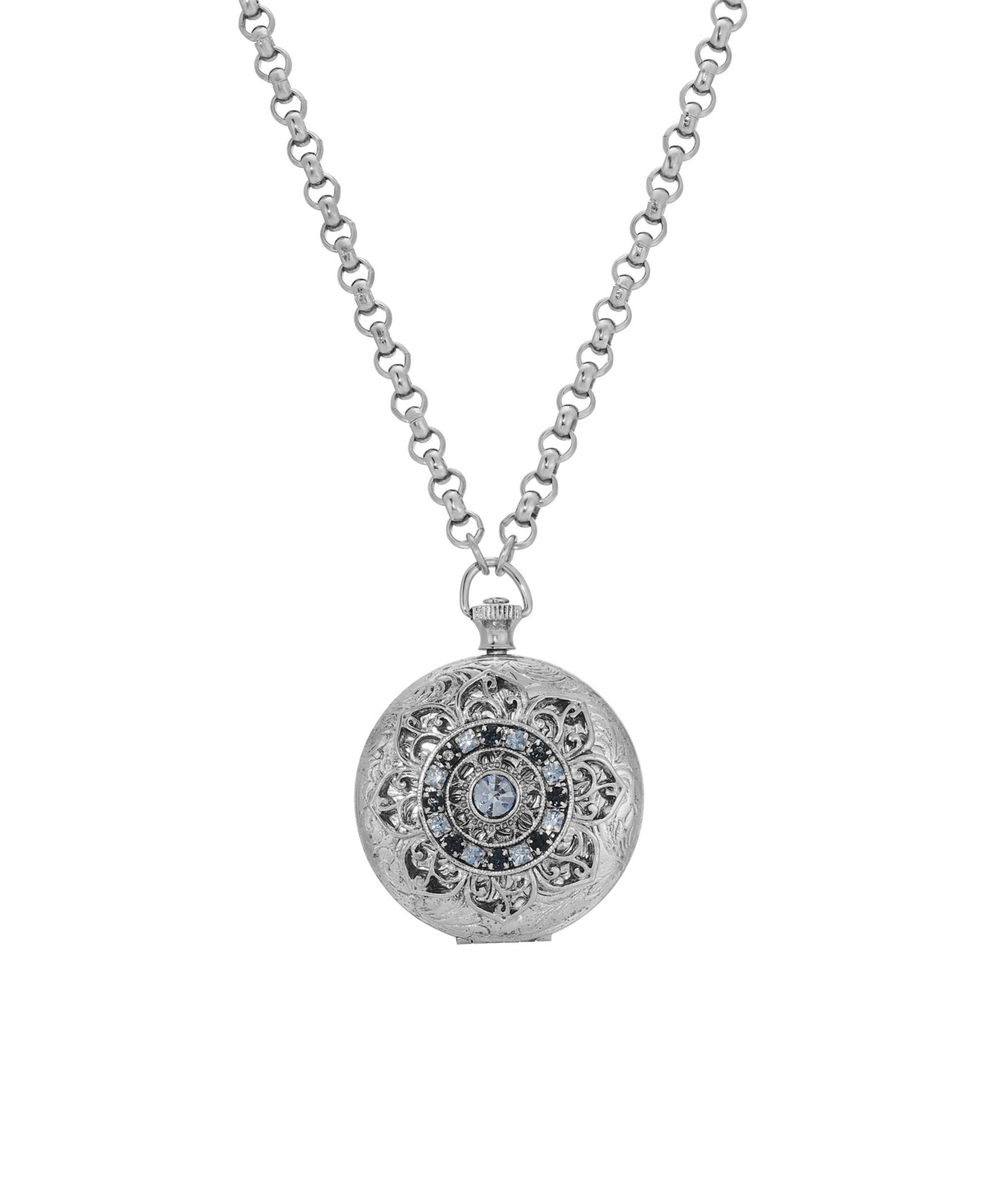 2028 Crystal Blue Locket Necklace
