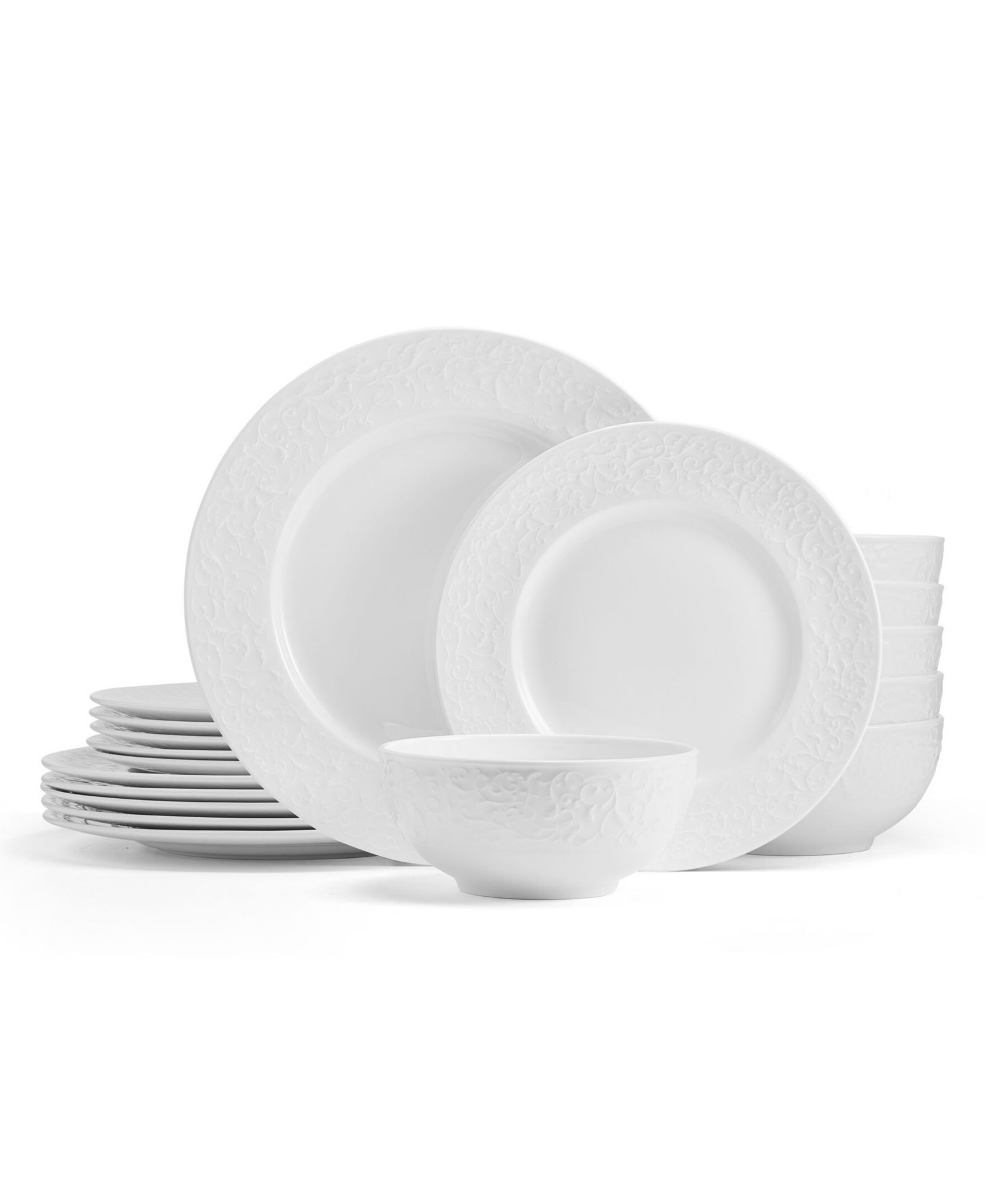 Mikasa Embossed Bone China 18 Pc. Dinnerware Set, Service for 6