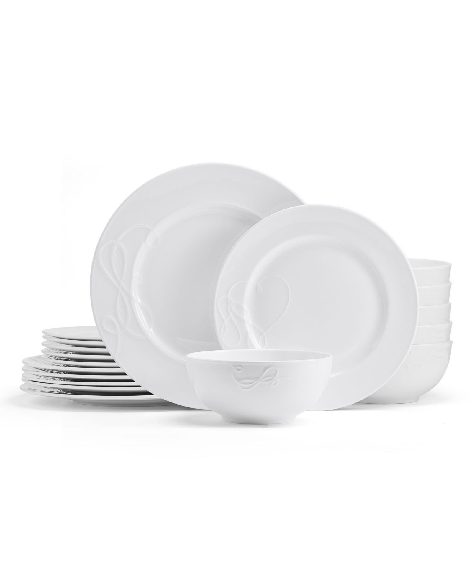 Mikasa Embossed Love Story Bone China 18 Pc. Dinnerware Set, Service for 6