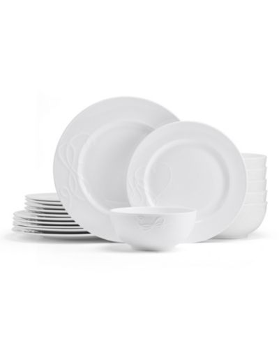 Mikasa Embossed Love Story Bone China 18 Pc. Dinnerware Set, Service for 6