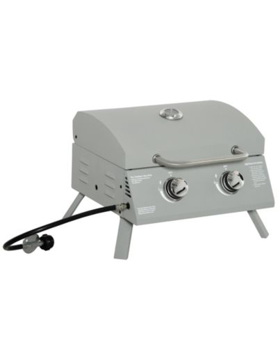 Настольный газовый гриль Outsunny BBQ с 2 горелками и термометром