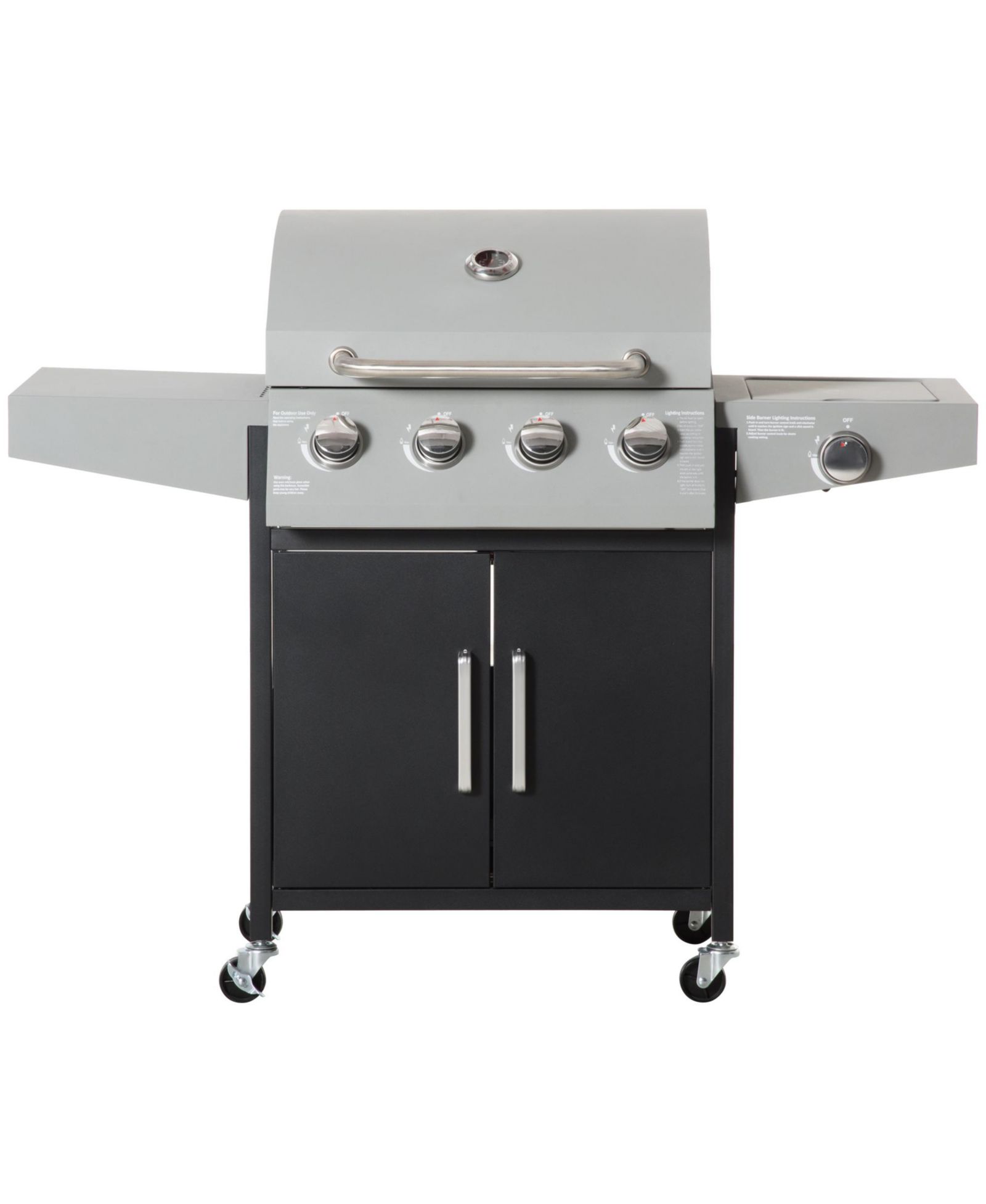Outsunny 4 Burner Propane Gas Grill with Side Burner