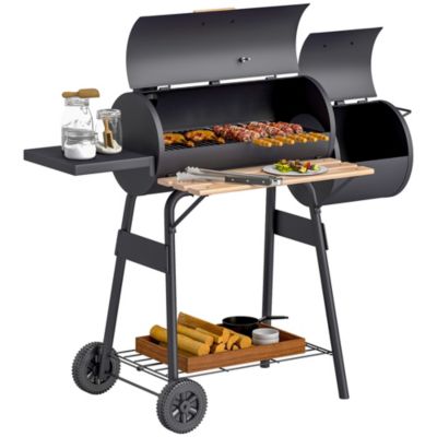 Outsunny 231 Sq.In. Steel Portable Charcoal BBQ Grill and Offset Smoker Combo