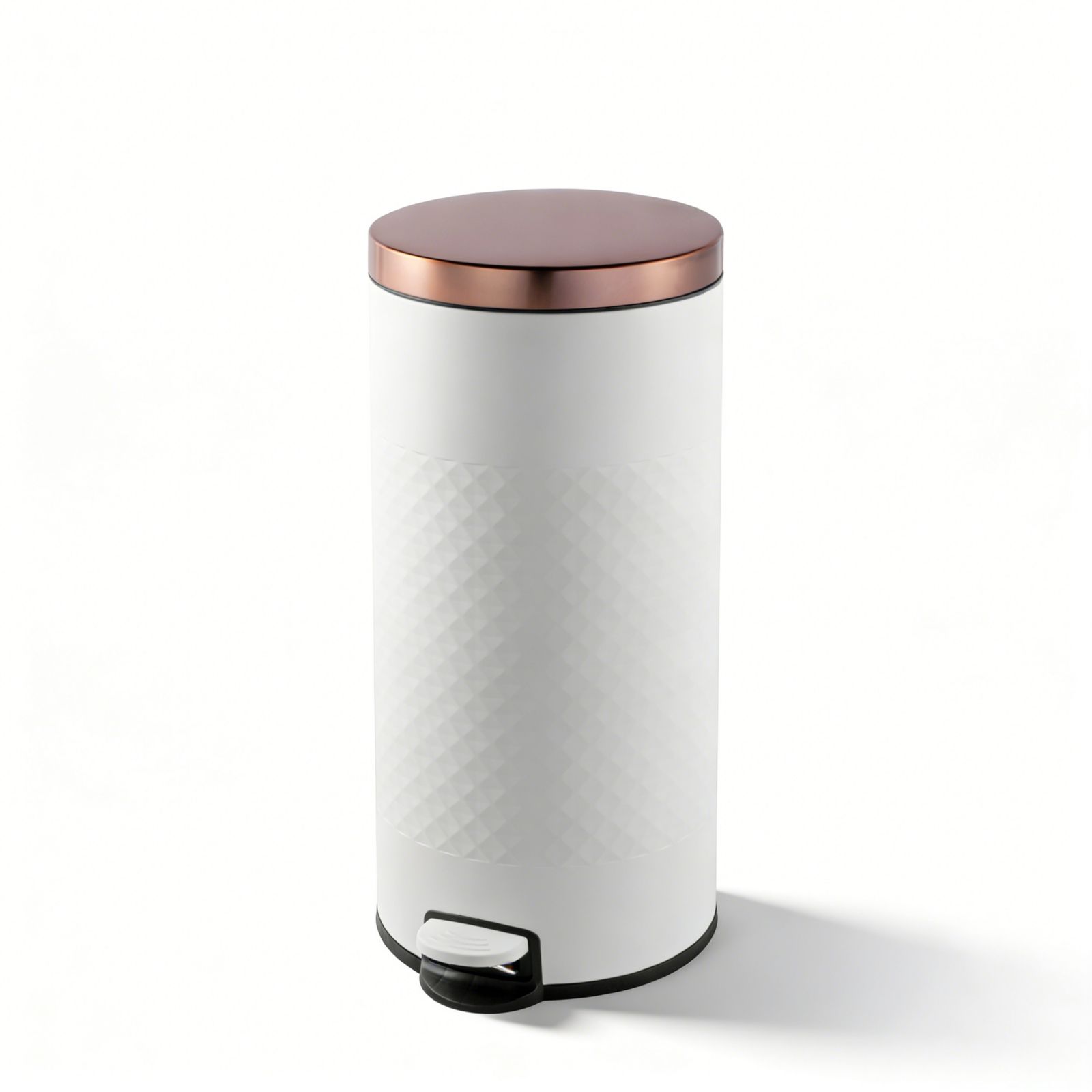 Мусорное ведро из белого металла Mega Casa Round Shape Step-on, 8 Gal./30 Liter