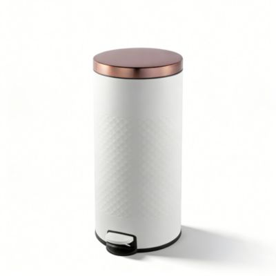 8 Gal./30 Liter White Metal Round Shape Step-on Trash Can with Diamond body design for Kitchen