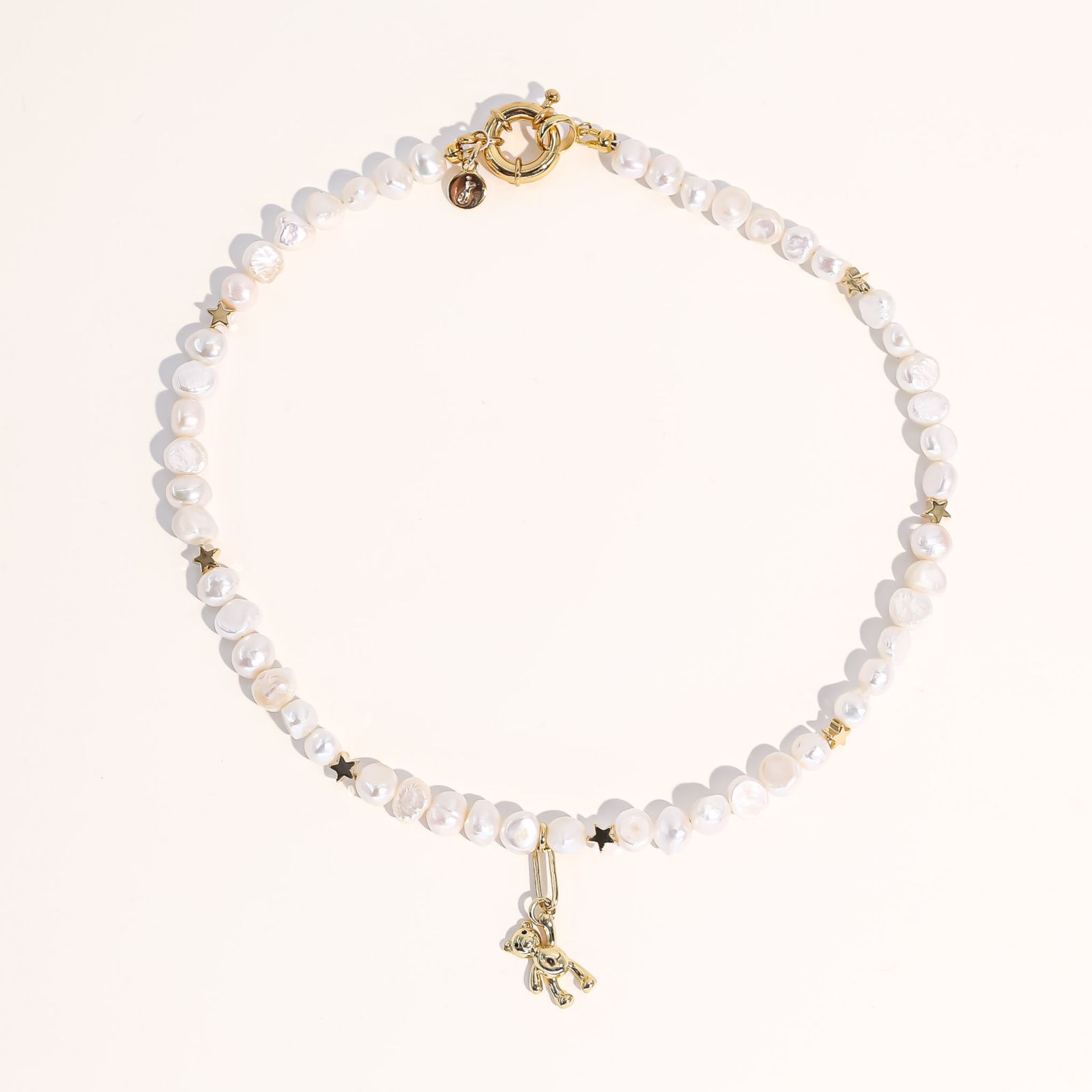 Детское ожерелье Joey Baby Star Beads & Teddy Bear Pendant с пресноводным жемчугом