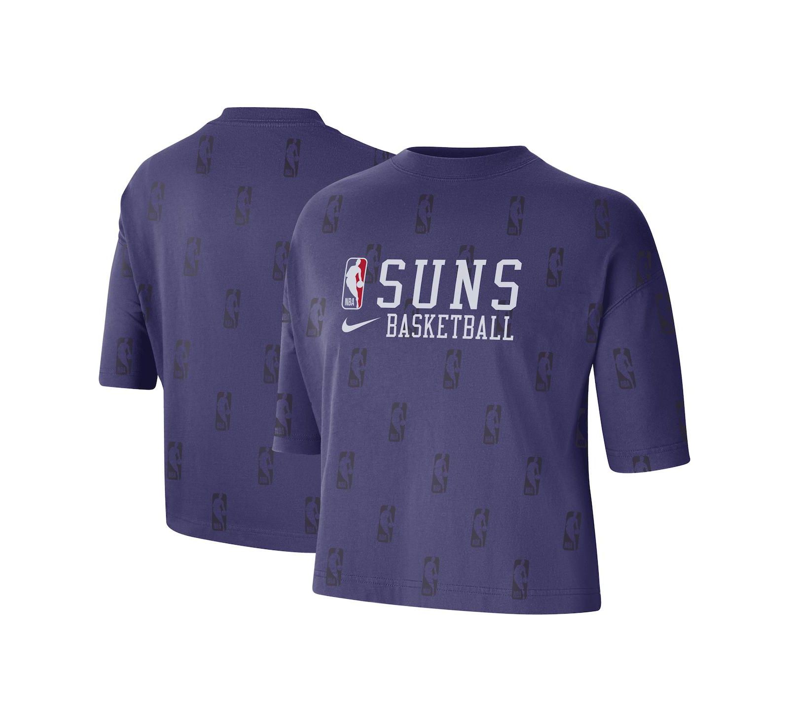 Женский Nike Purple Phoenix Suns Allover NBA Logo Boxy T-shirt