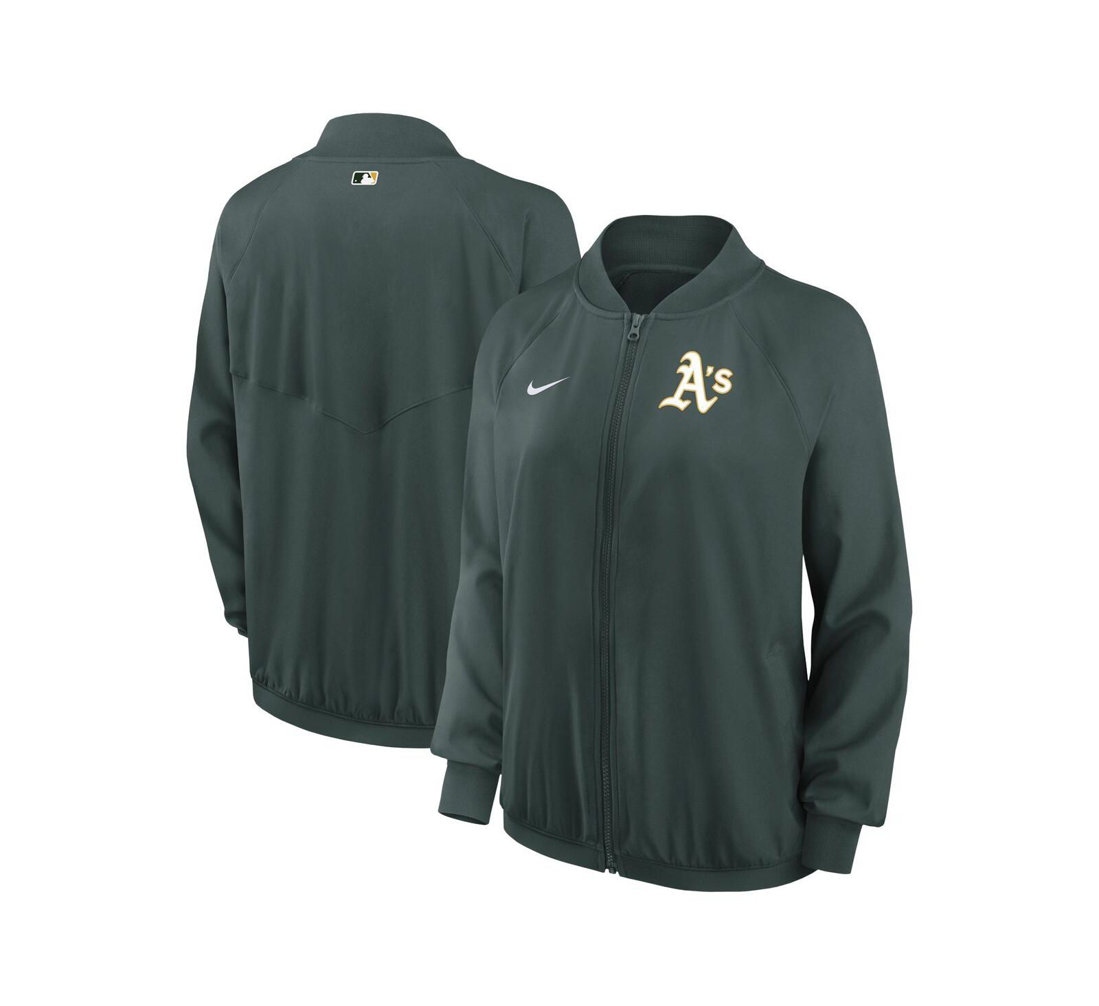 Women's Nike Green Oakland Athletics Authentic Collection Team Raglan Performance Full-Zip Jacket