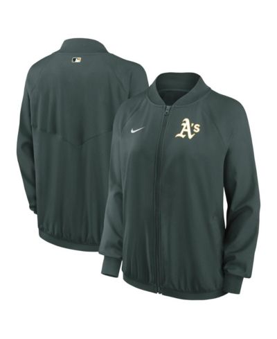 Женская куртка Nike Green Oakland Athletics Authentic Collection Team Raglan Performance с молнией