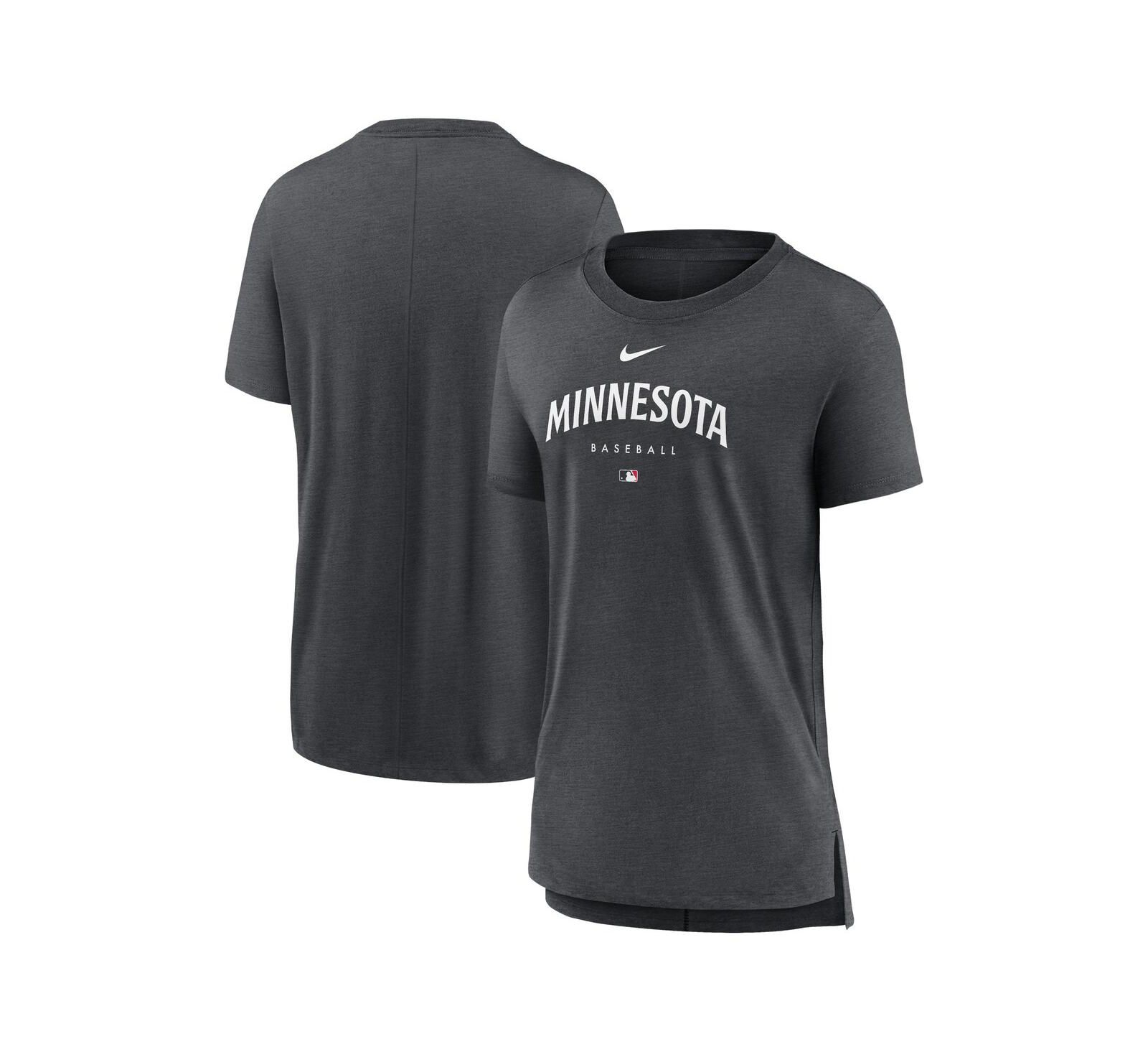 Women's Nike Minnesota Twins Heather Charcoal Authentic Collection Early Work Tri-Blend T-shirt