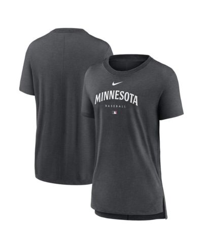 Nike Мужская футболка Minnesota Twins Heather Charcoal Authentic Collection Tri-Blend