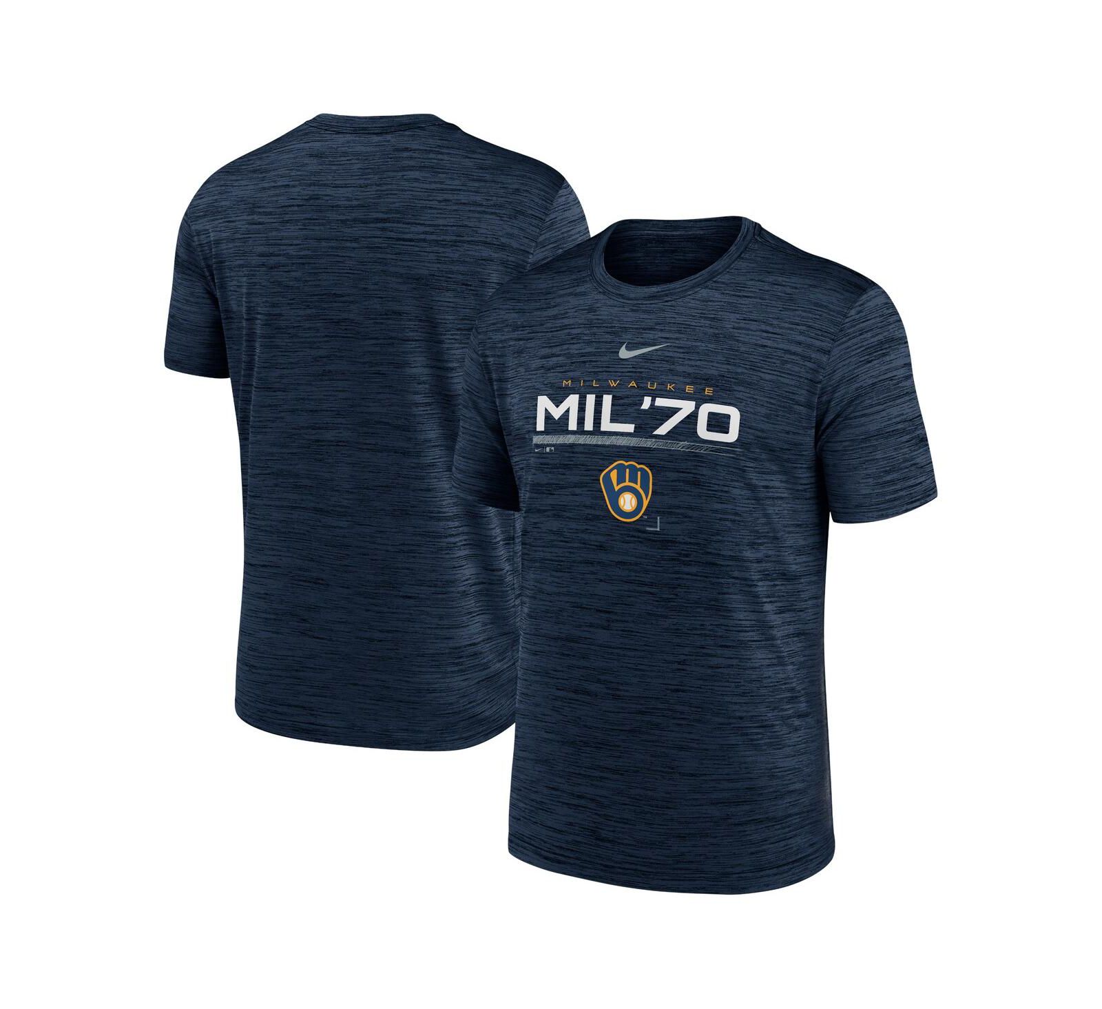 Men's Nike Navy Milwaukee Brewers Wordmark Velocity Performance T-shirt