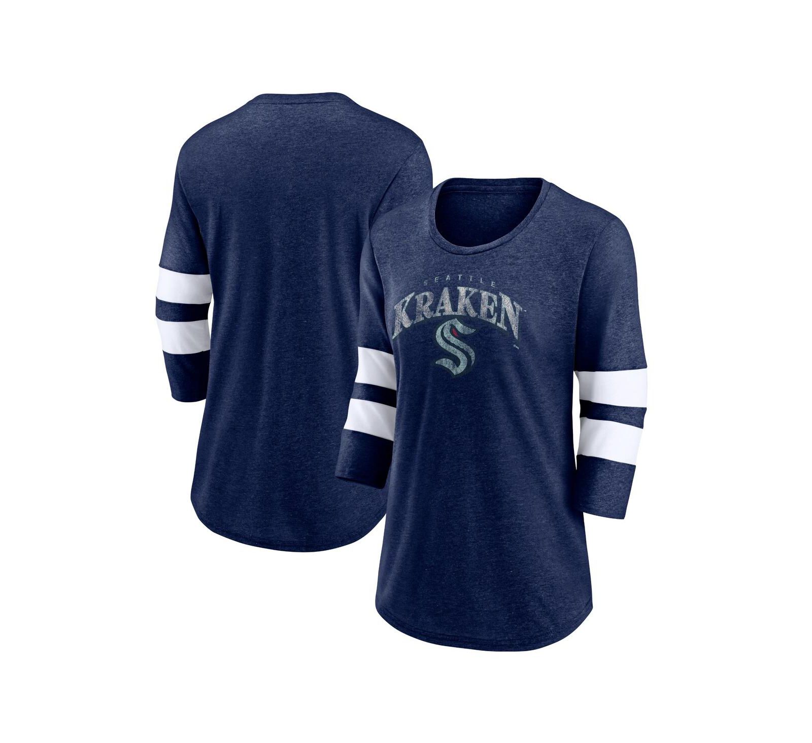 Мужская футболка Fanatics Heather Navy Seattle Kraken Special Edition 2.0 Barn Burner, 3/4 Sleeve