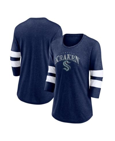 Мужская футболка Fanatics Heather Navy Seattle Kraken Special Edition 2.0 Barn Burner, 3/4 Sleeve