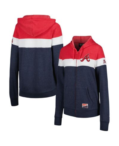 Женская толстовка на молнии New Era Heather Navy Atlanta Braves Colorblock