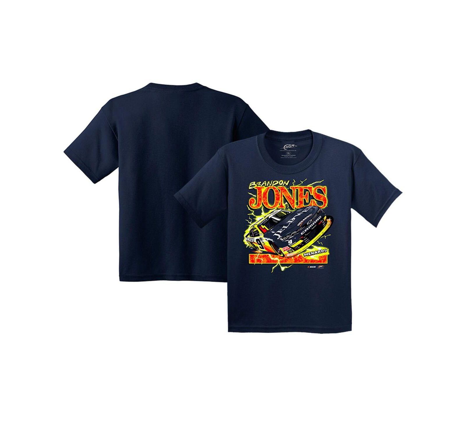 Футболка JR Motorsports Official Team Apparel Navy Brandon Jones для мальчиков и девочек