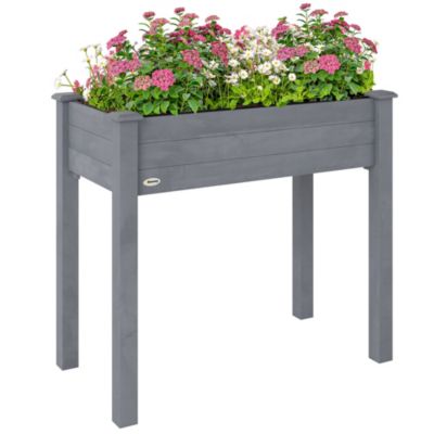 Outsunny 34" Raised Garden Bed Elevated Wooden Planter Box with Holes,