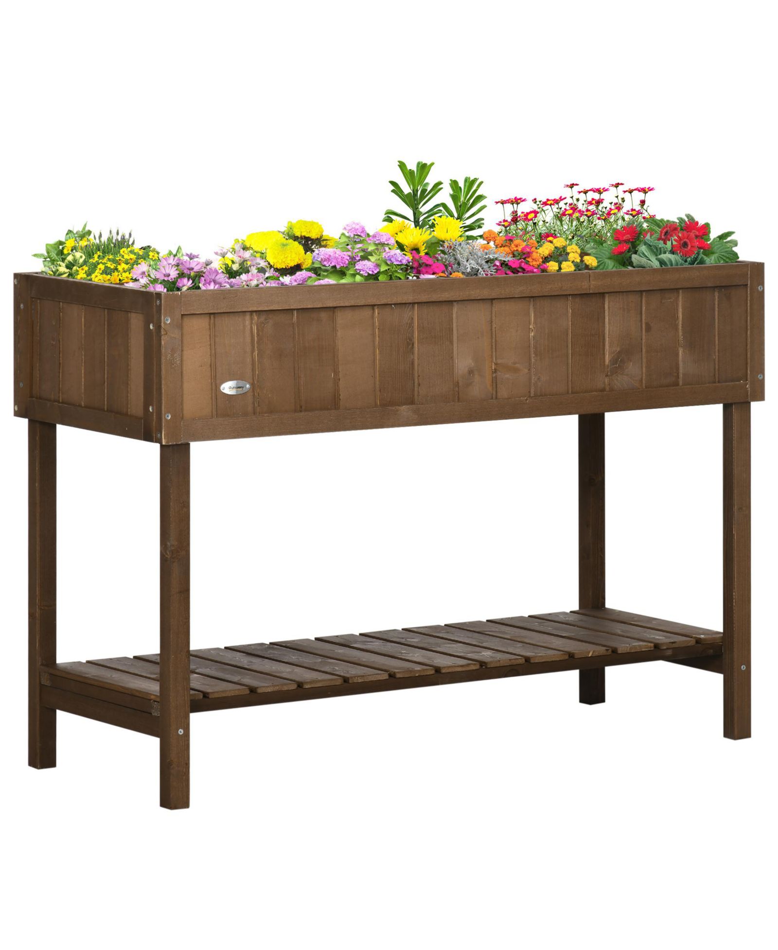 Outsunny Wooden Raised Garden Bed, Elevated Planter Box Sd,