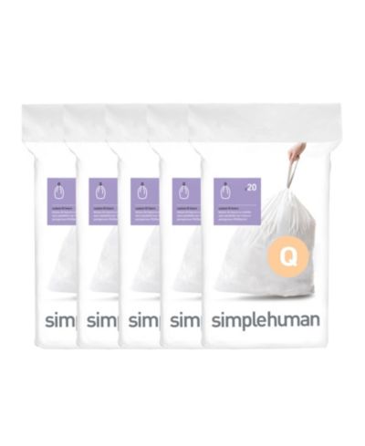 Simplehuman Code Q, пакеты для мусорного ведра, 100 шт., 50-65L