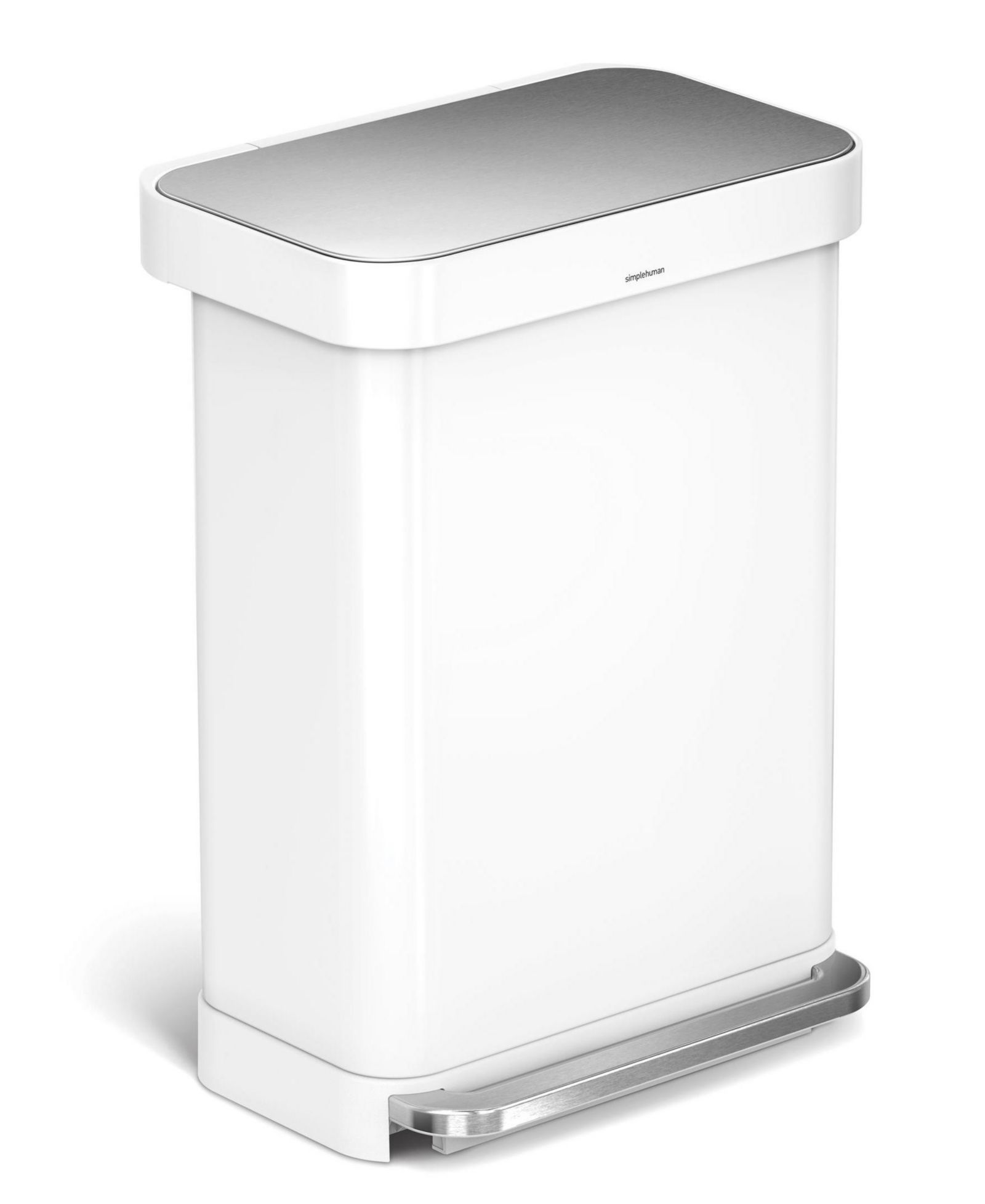 Simplehuman Прямоугольный кухонный мусорный контейнер на 55 литров с карманом для пакетов