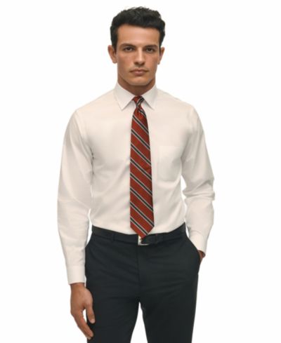 B by Brooks Brothers Мужская рубашка Regular Fit Non-Iron Spread Collar Solid Pinpoint