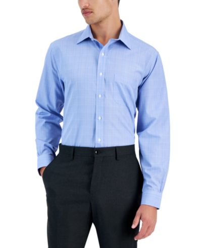 Мужская Regular Fit Non-Iron Spread Collar Glen Plaid Broadcloth Dress Shirt