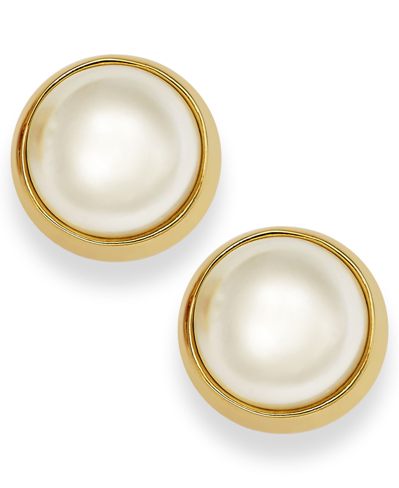 Lauren Ralph Lauren Серьги-гвоздики с жемчугом и акрилом Gold-Tone Bezel