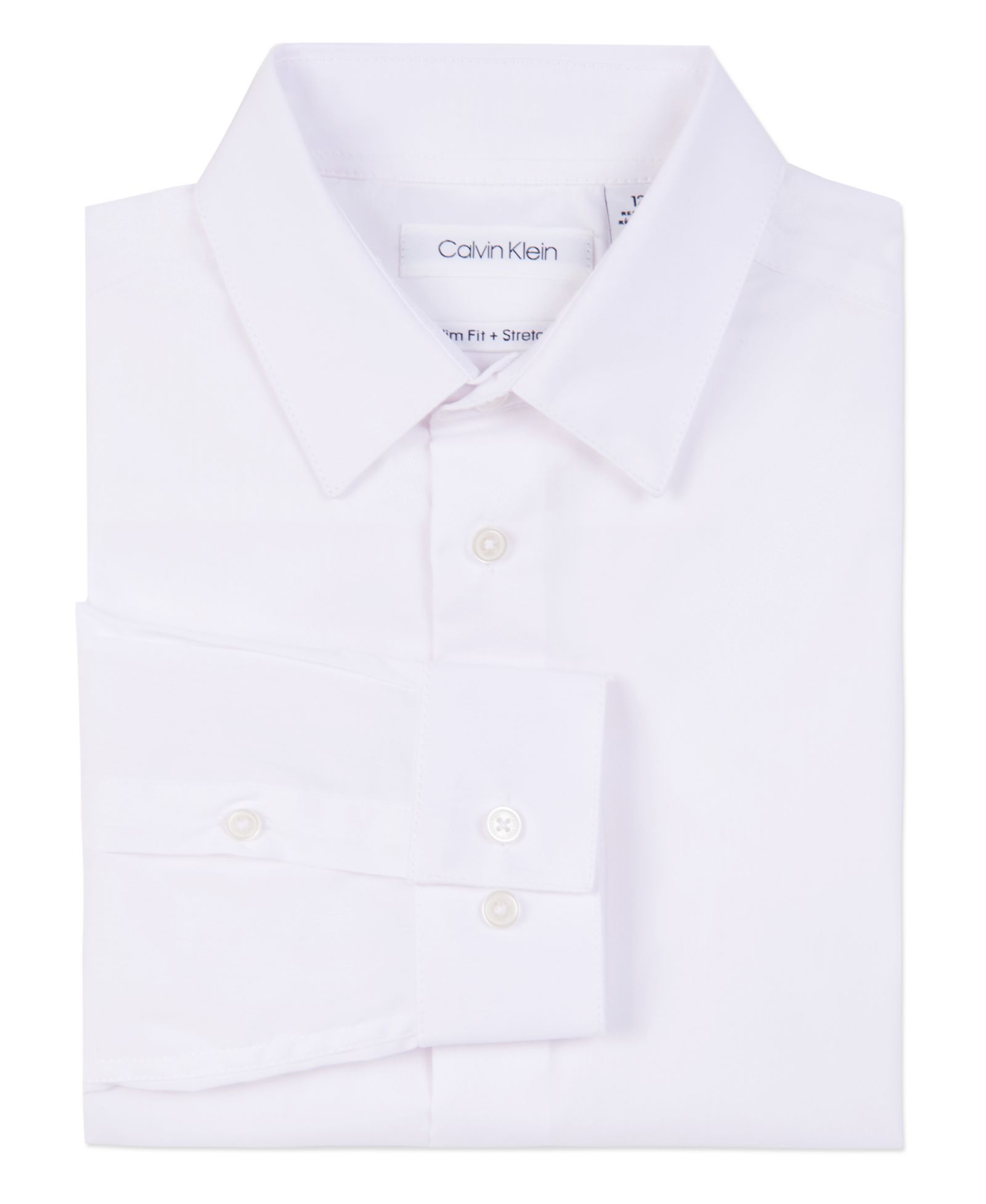 Calvin Klein Big Boys Husky Solid Stretch Poplin Shirt
