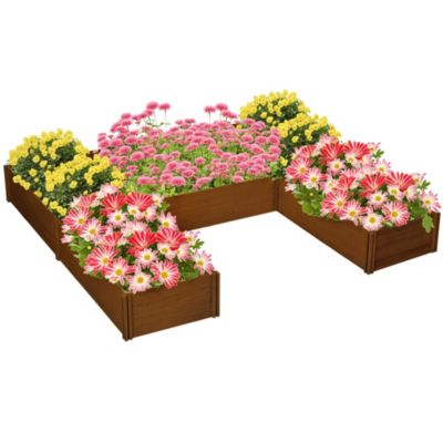 Outsunny Raised Garden Bed Set of 5 DIY Large Wooden Planters Box,90.5" L x 90.5" W x 11" H