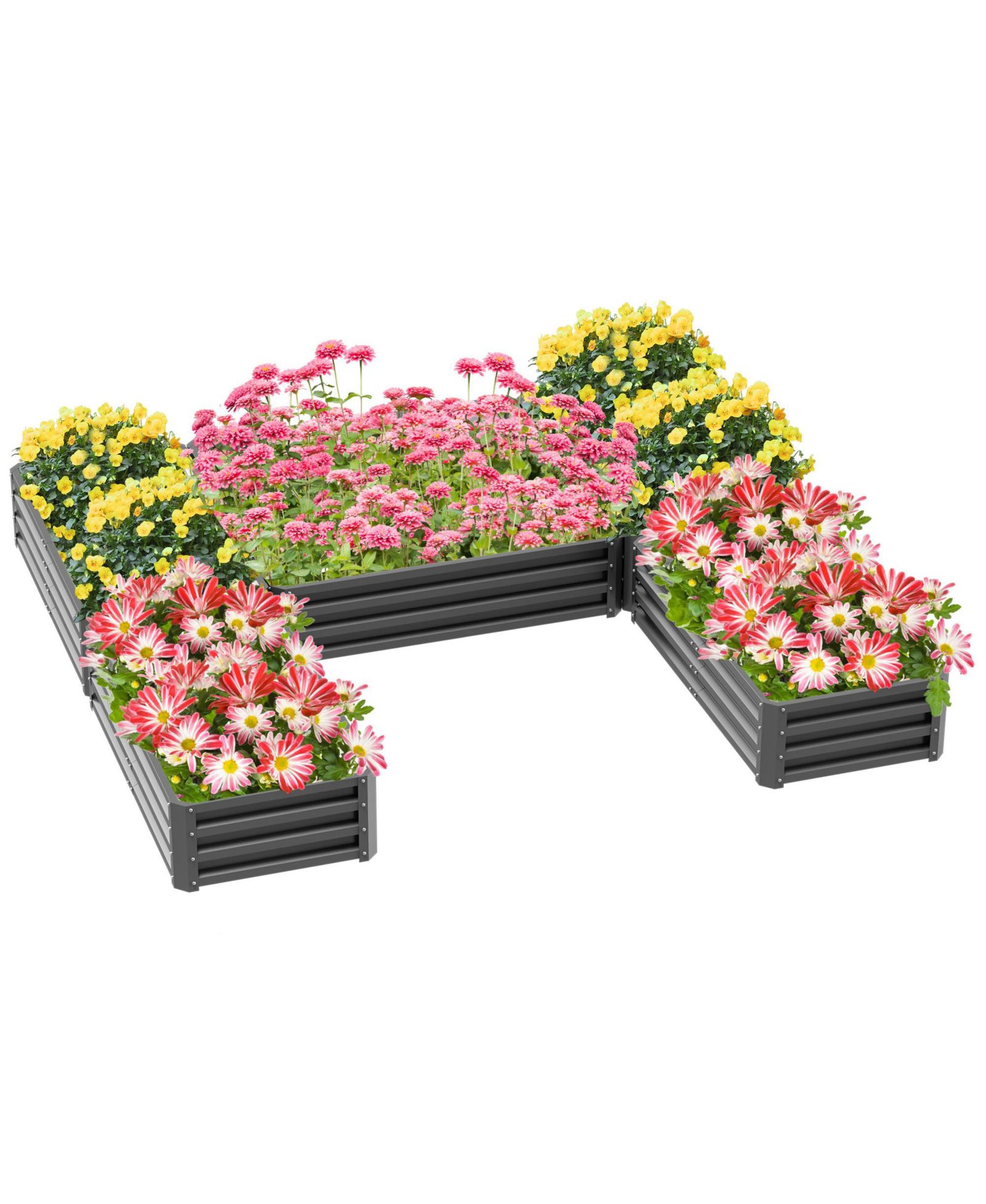 Outsunny Raised Garden Bed Set, DIY Large Steel Planters Box,