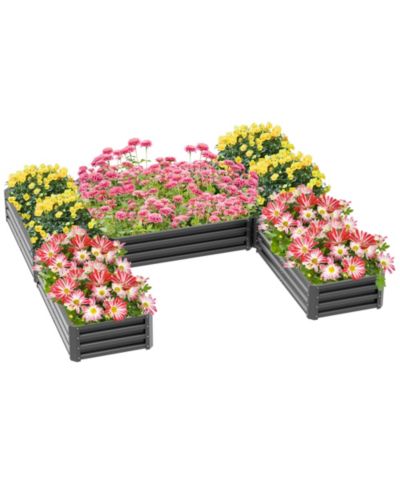 Outsunny Raised Garden Bed Set, DIY Large Steel Planters Box,