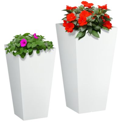 Outsunny набор из 2 цветочных горшков MgO с дренажным отверстием, 11.75" L x 11.75" W x 21.75" H
