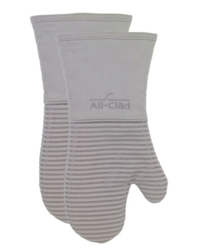All-Clad Ribbed Silicone Cotton Twill Oven Mitt, Set of 2