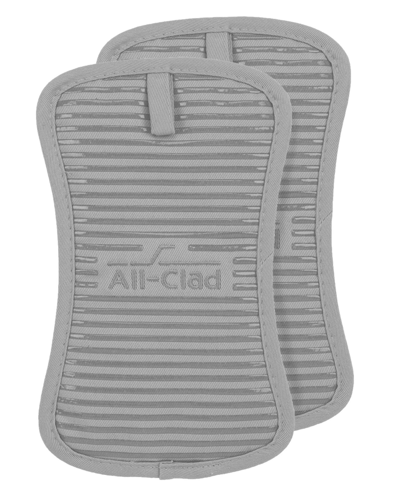 All-Clad Ribbed Silicone Cotton Twill Pot Holder, Set of 2