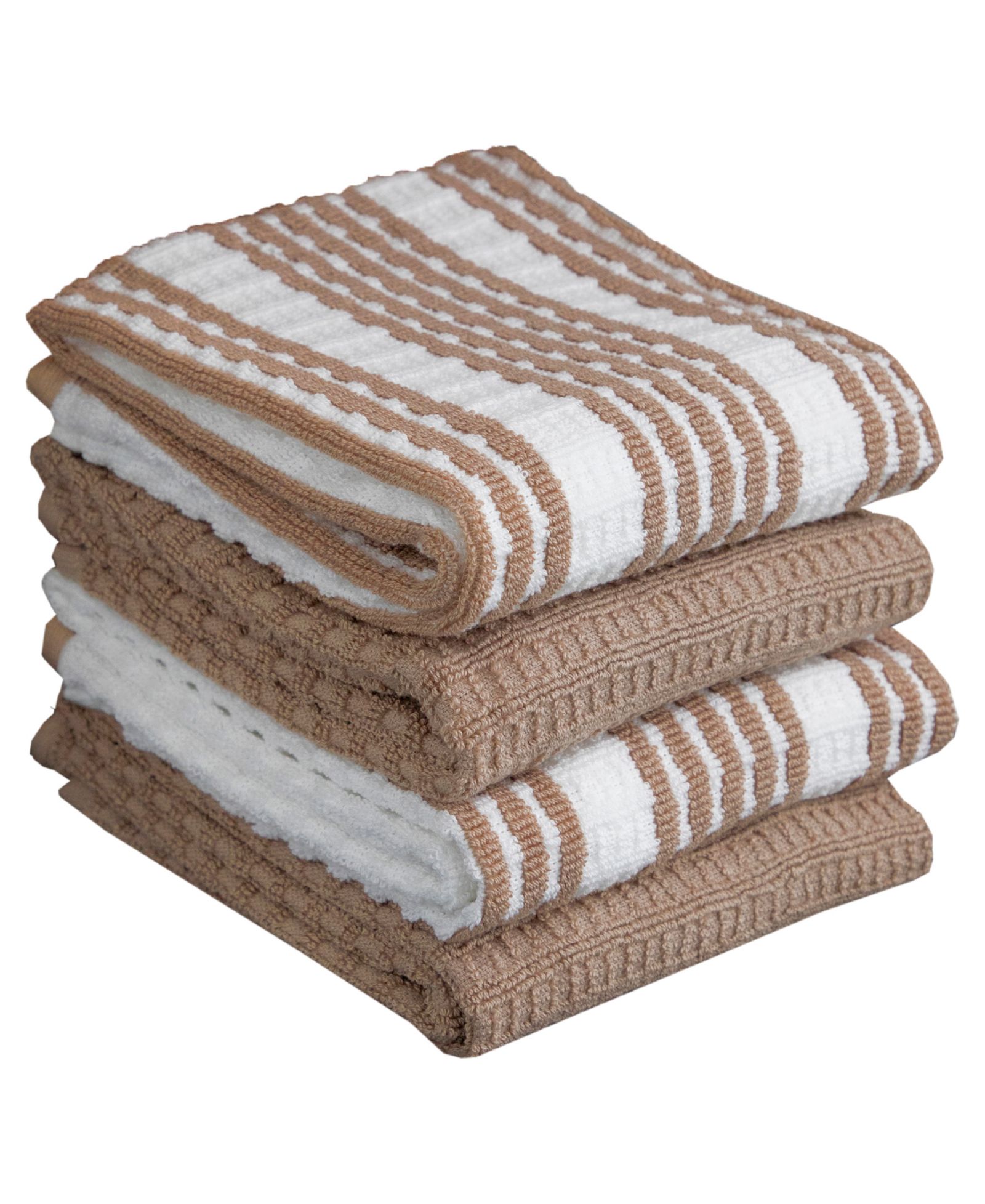 T-Fal Solid and Stripe Waffle Kitchen Towel, Set of 4