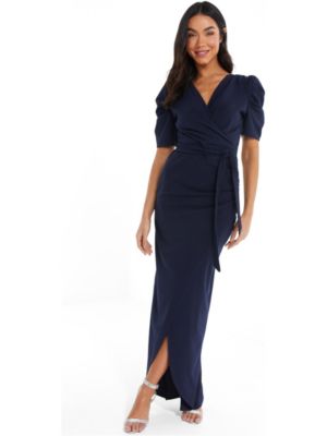 QUIZ women's Puff Sleeve Maxi Dress