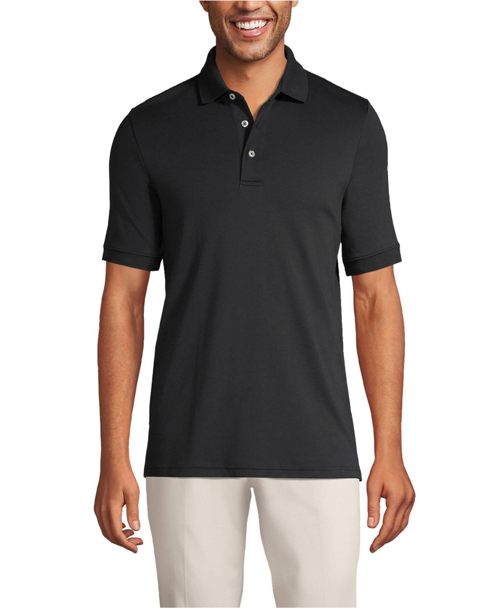 Мужская хлопковая рубашка поло Lands' End Short Sleeve Cotton Supima