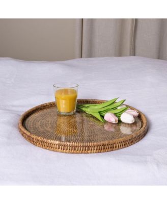 Round Flat Tray with Glass Insert