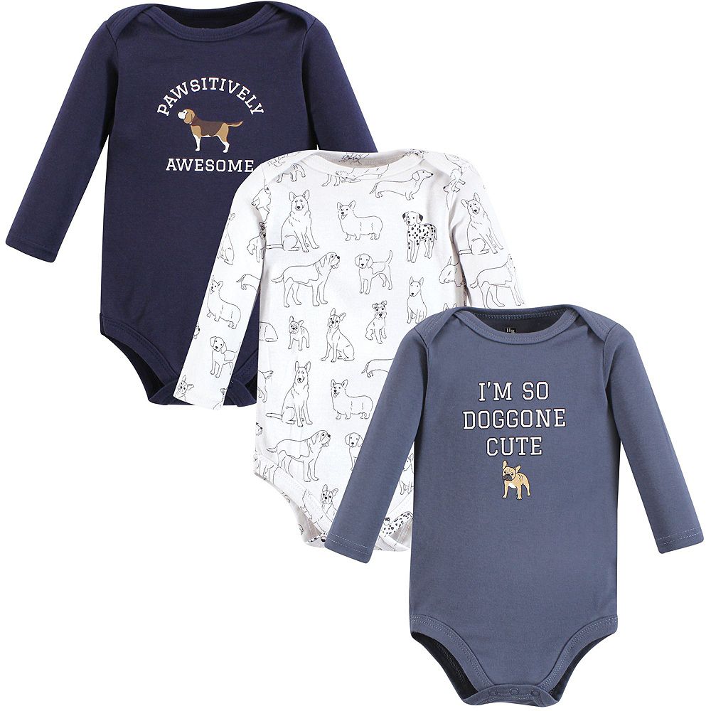 Hudson Baby Cotton Long-Sleeve Bodysuits, Dogs 3-Pack