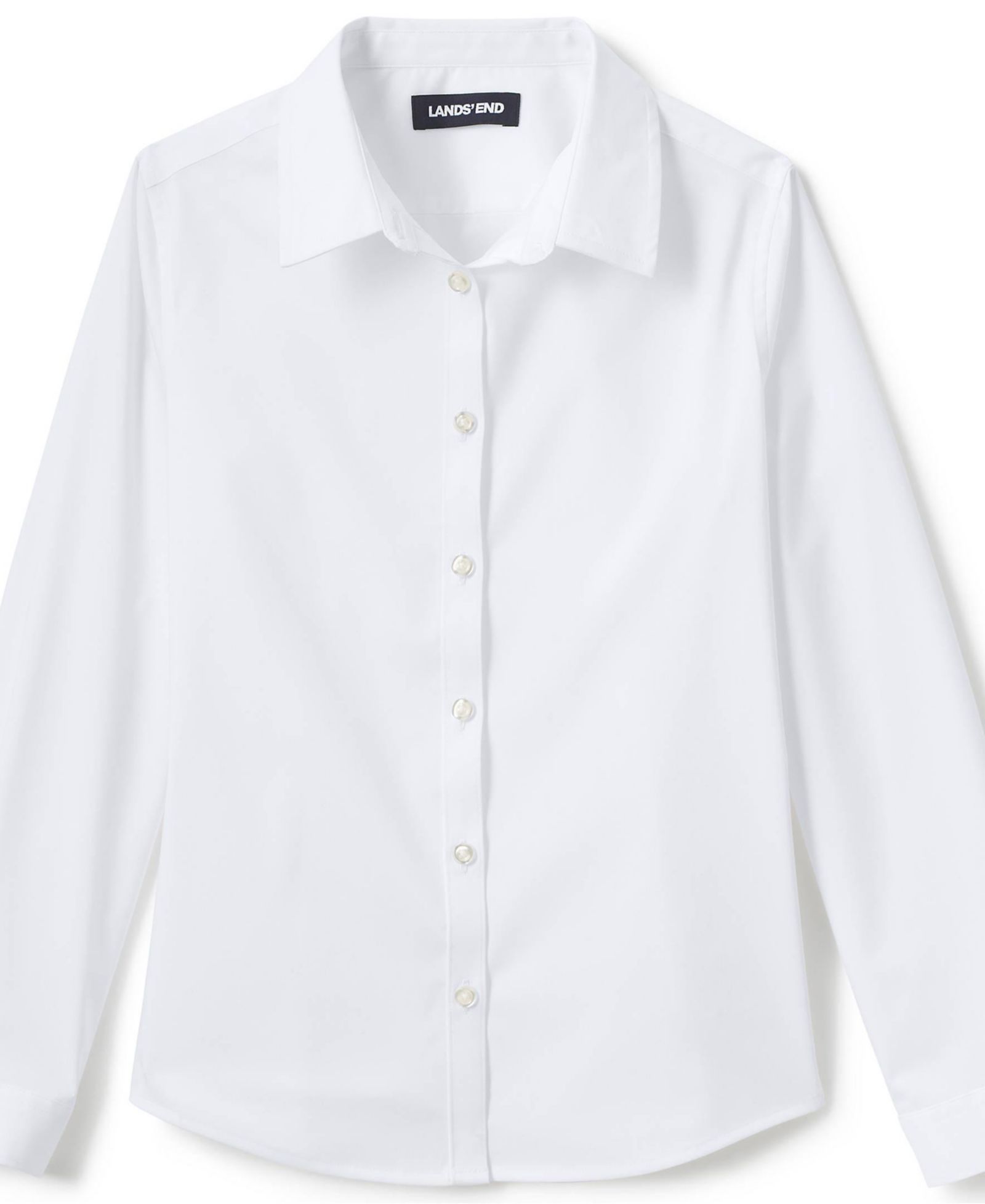 Lands' End школьная рубашка для девочек с длинным рукавом и эффектом stretch