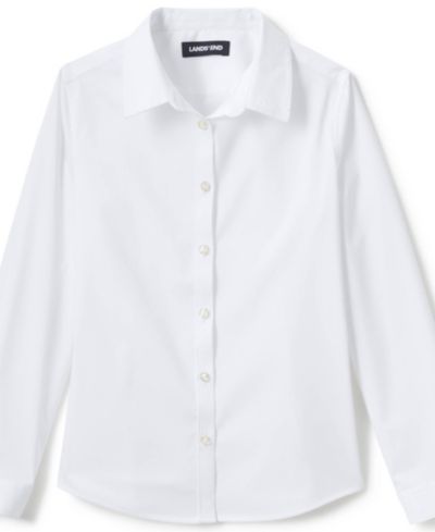 Lands' End школьная рубашка для девочек с длинным рукавом и эффектом stretch