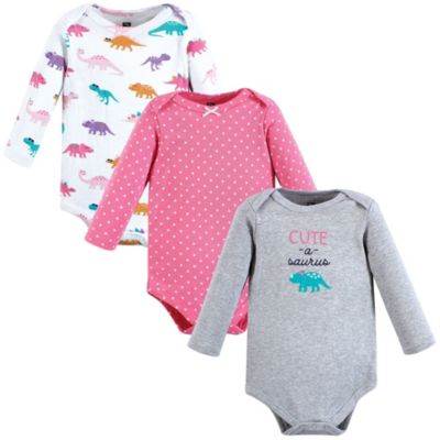 Hudson Baby комплект дышащих хлопковых боди с длинным рукавом для девочек, 3 шт
