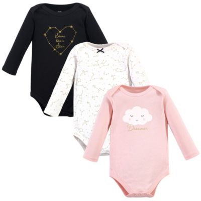 Hudson Baby Baby Girls Hudson Breathable Cotton Long-Sleeve Bodysuit Bundle 3 Count