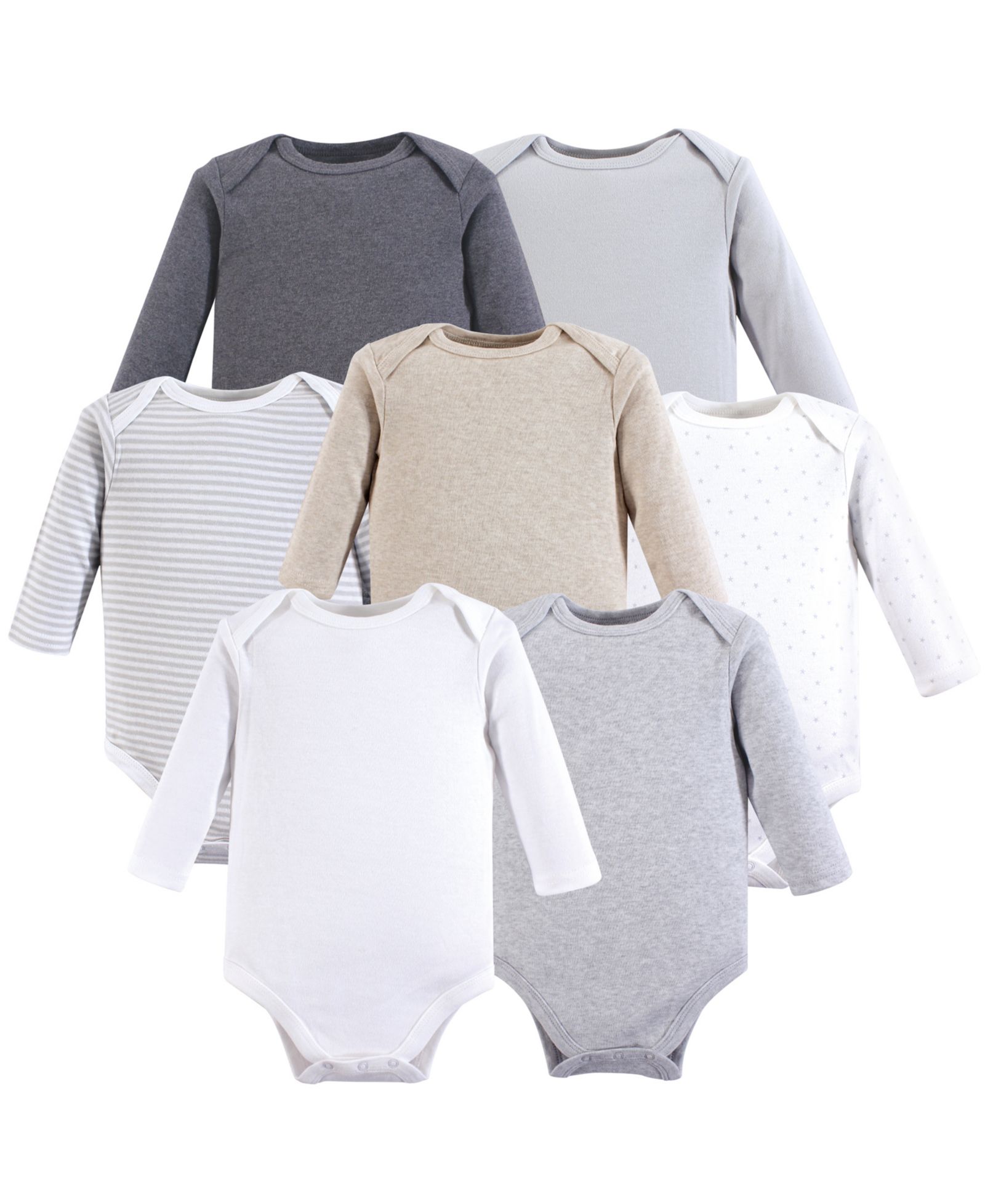 Детский многопакетный набор Hudson Baby 7 штук Cotton Long-Sleeve Bodysuits
