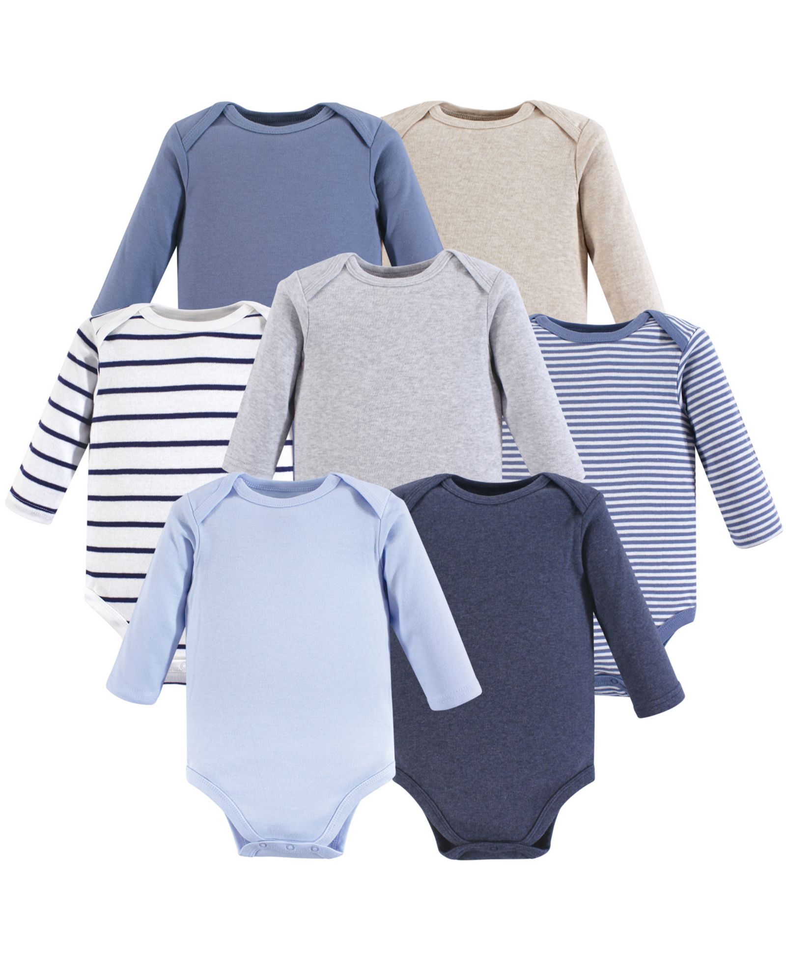 Hudson Baby Baby Boys Hudson Long-Sleeve Cotton Bodysuit Collection 7-Piece Set