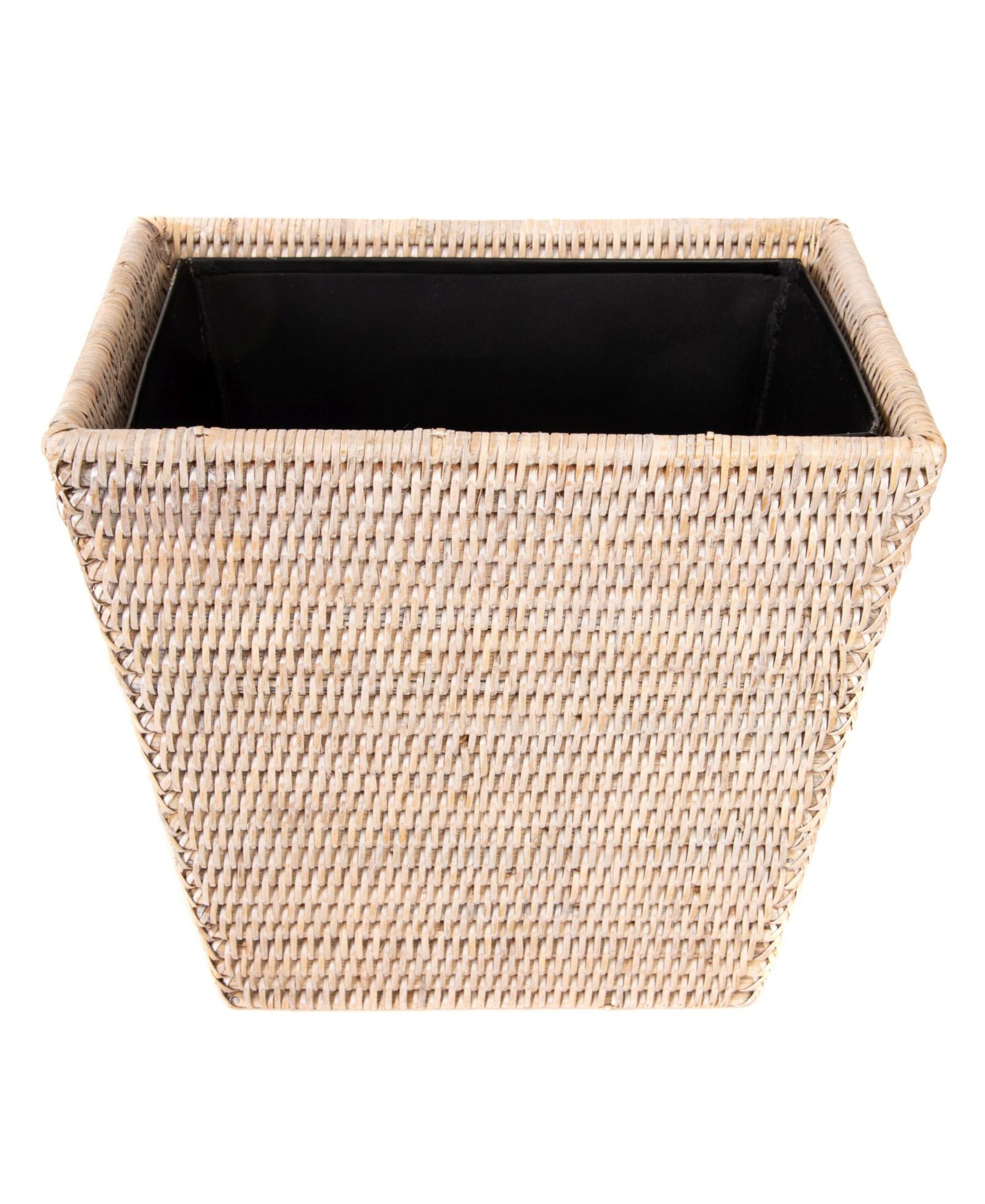Artifacts Trading Company Artifacts Rattan Rectangular Tapered Waste Basket with Metal Liner