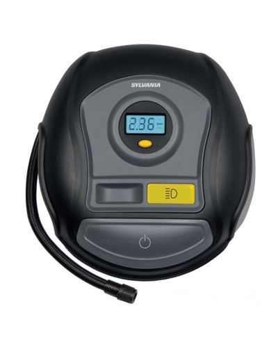 Портативный автомобильный насос Sylvania PLUS Portable Tire Inflator - LED Digital Display Gauge - LED Work Light - 3 Piece Adapter Set for Sports Balls